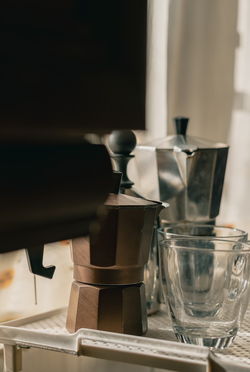 black and silver coffee maker